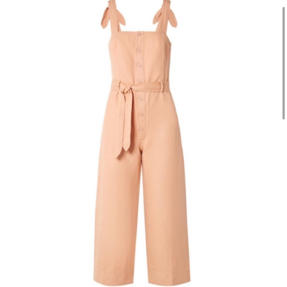 Apiece Apart Deia Jumpsuit in Desert - A cropped sleeveless jumpsuit